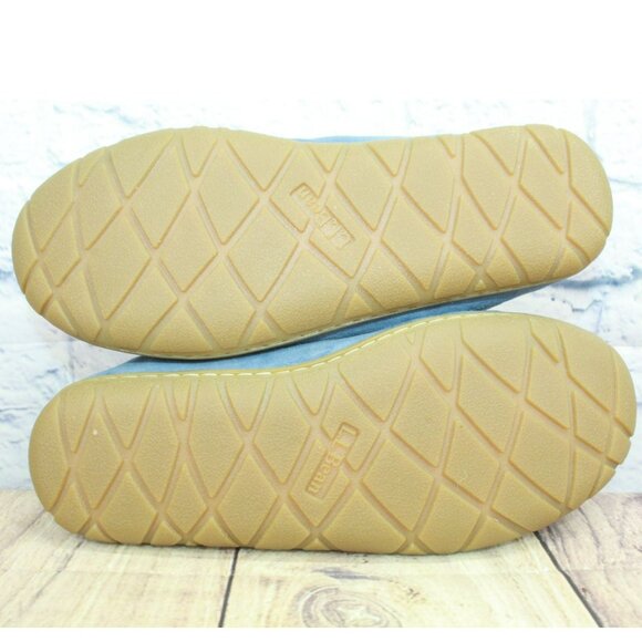 LL Bean Blue Suede Wicked Good Shearling Lined Venetian Slippers Size 8 M - Picture 9 of 9